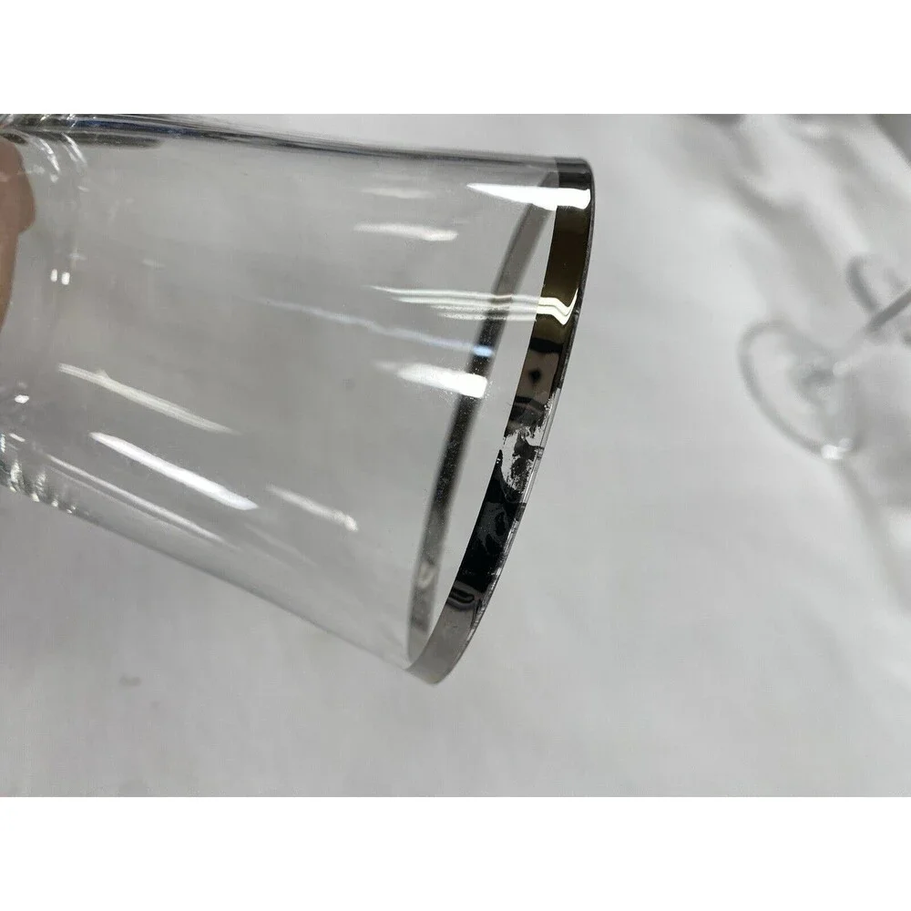 Lot of 5 Lenox Solitaire Platinum Wine Glass Water Goblet Crystal #681 READ